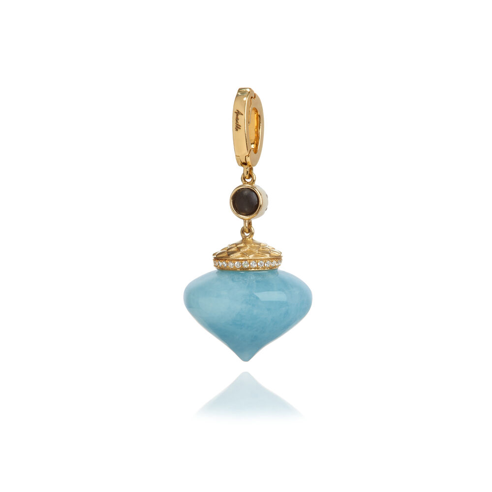 Touch Wood 18ct Gold Diamond Aquamarine Charm | Annoushka jewelley